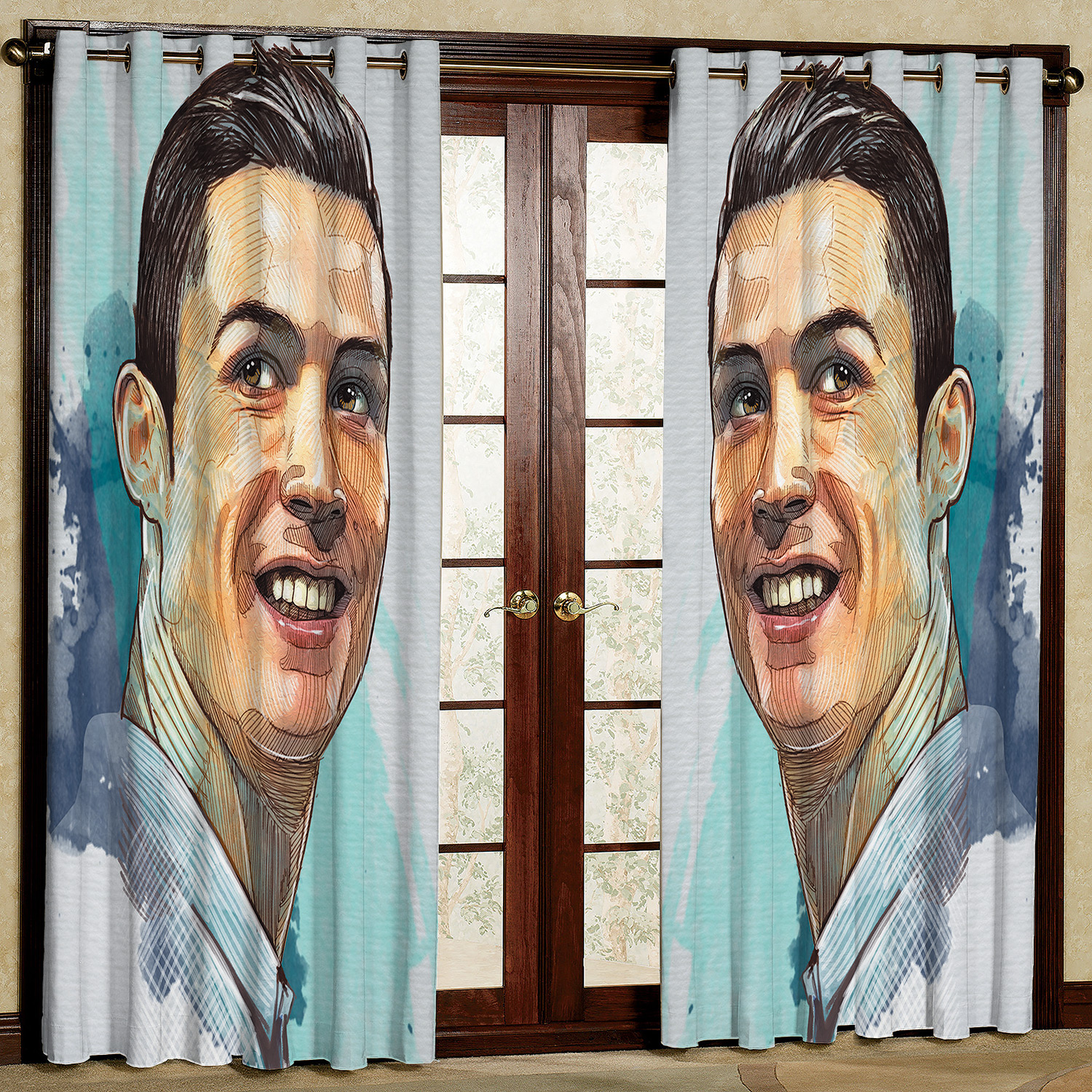   پرده مدل فوتبالی مخمل پانچی کد 902 سایز 140x280 سانتی متر