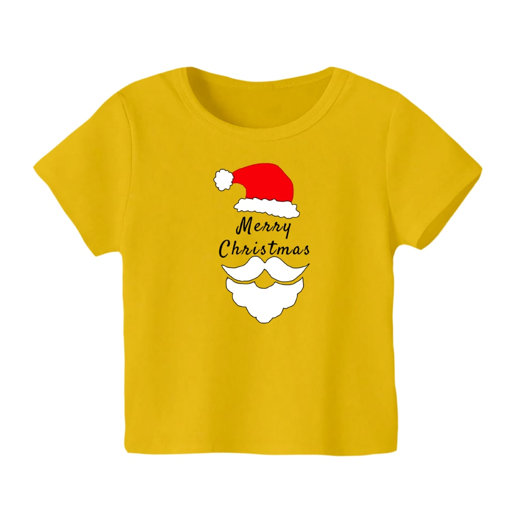تی شرت آستین کوتاه بچگانه مدل بابانوئل کریسمس کد 49 رنگ زرد