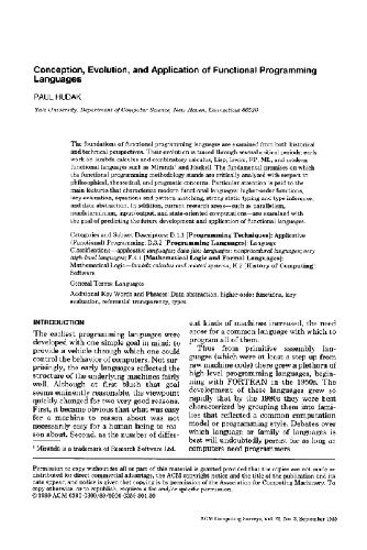خرید و دانلود نسخه کامل کتاب Conception, evolution, and application of functional programming languages