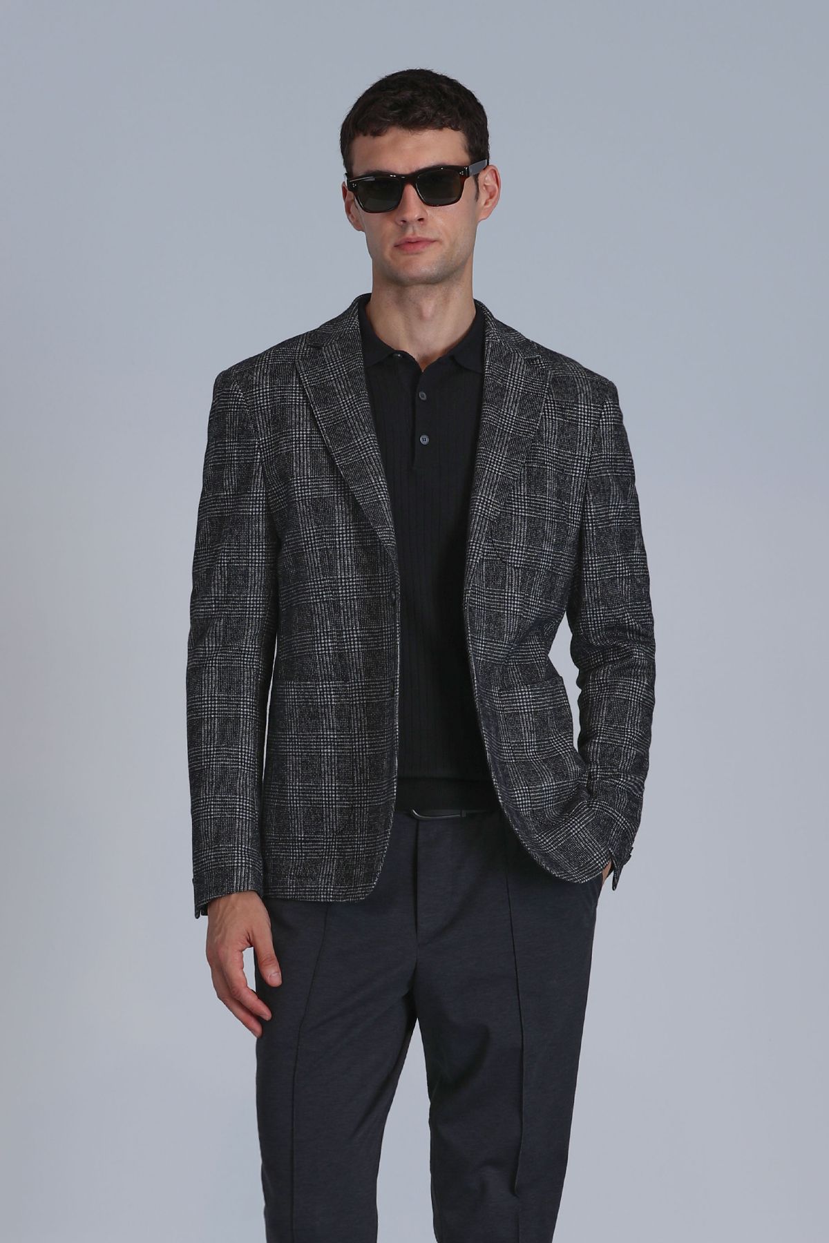 کت بلیزر خاکستری مردانه ژاکت MANI SLIM FIT تیره لوفیان Lufian