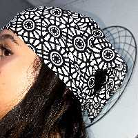 باندانا روسری کوچک شال روسری  مشکی وسفید قباره 50در50