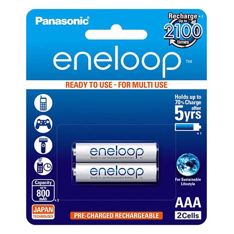 باتری نیم قلمی شارژی eneloop پاناسونیک با ظرفیت 800 میلی آمپر