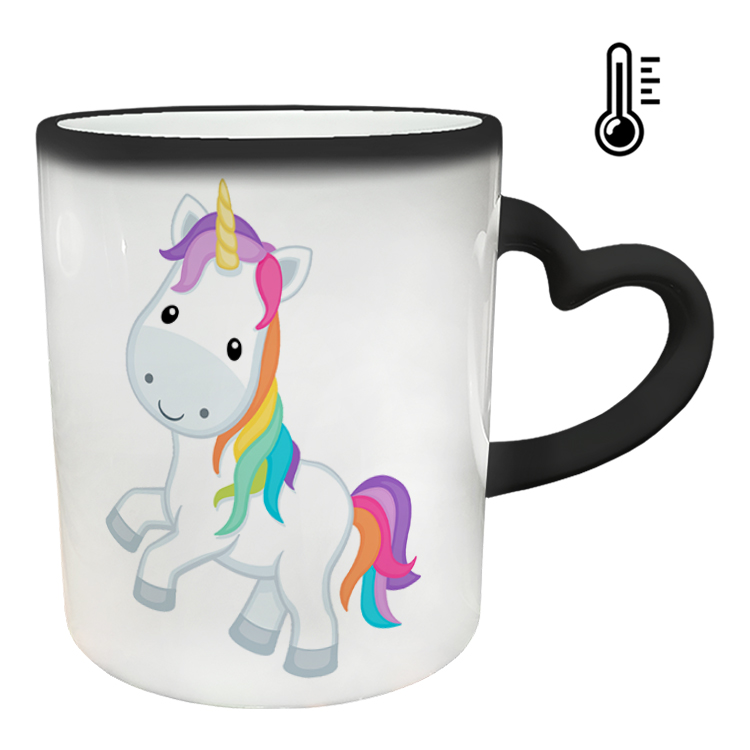 ماگ حرارتی مدل دسته قلبی طرح یونیکورن کد 45