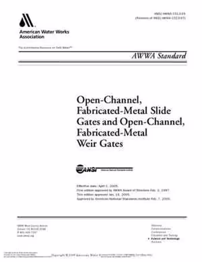 [PDF] دانلود کتاب Awwa Standard For Open-Channel, Fabricated-Metal Slide Gates, 1997