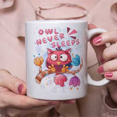 ماگ مدل جغد هرگز نمیخوابد