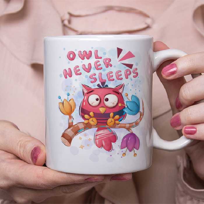 ماگ مدل جغد هرگز نمیخوابد