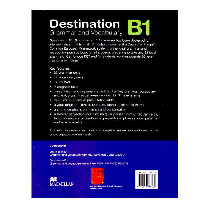 کتاب Destination B1 Grammar And Vocabulary With Answers Key اثر Malcolm Mann And Steve Taylore-Knowles انتشارات الوندپویان