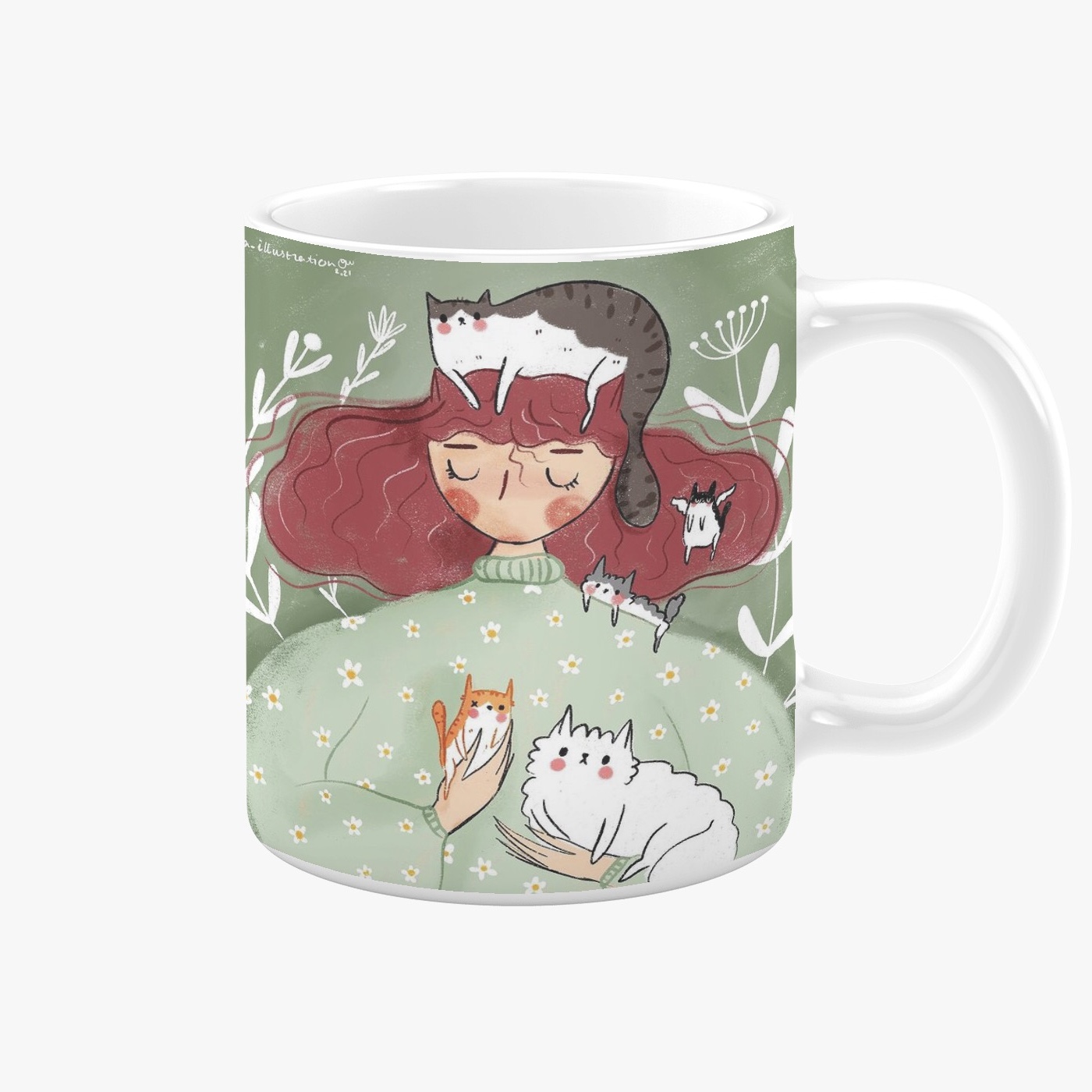 ماگ مدل دختر و گربه ها کد MA4