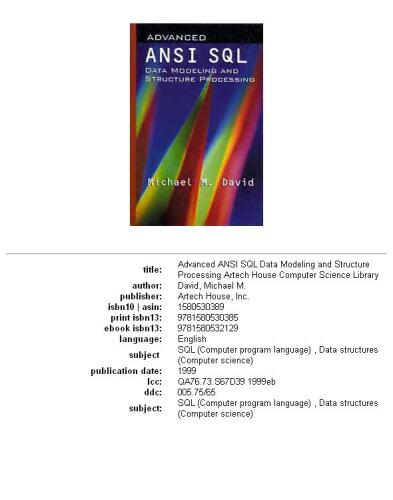 خرید و دانلود نسخه کامل کتاب Advanced ANSI SQL Data Modeling and Structure Processing