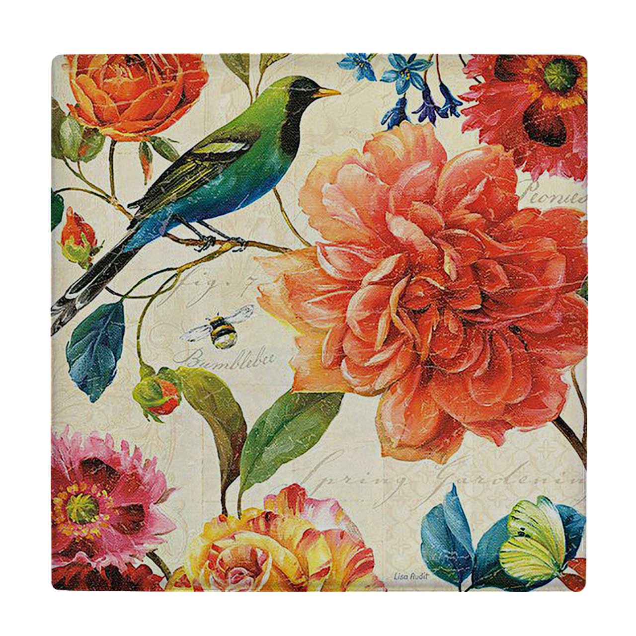 کاشی کارنیلا طرح نقاشی شاخه های گل و پرنده کد wkk2129