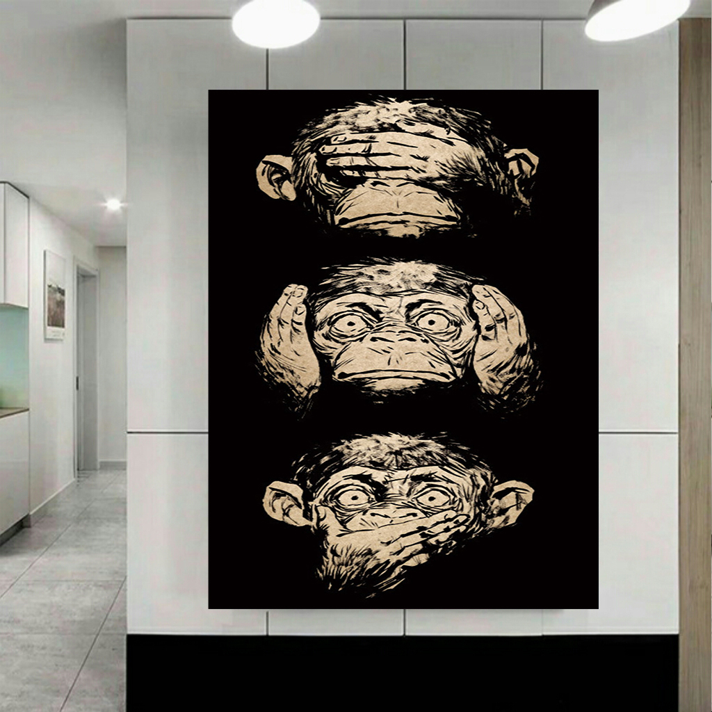 تابلو بوم طرح سه میمون کد AR2443