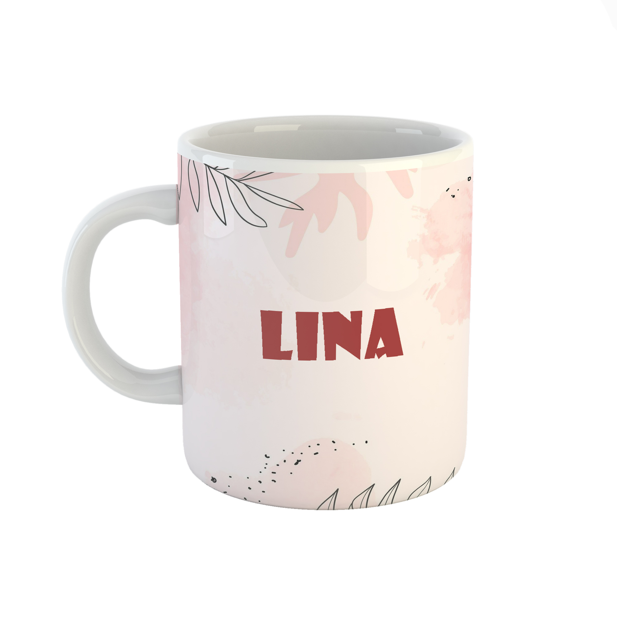 ماگ طرح اسم لینا مدل برگ کد 286