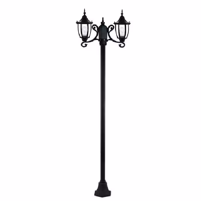چراغ حیاطی ایستاده دو شاخه با طول 2.6 متر شفق مدل باربد کد 3119