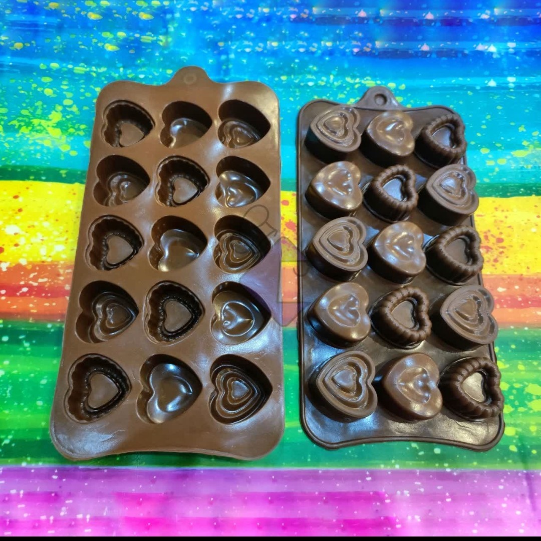 قالب سیلیکونی طرح قلب های جور مخصوص رزین و صابون دستساز خانگی و شمع سازی و شکلات 