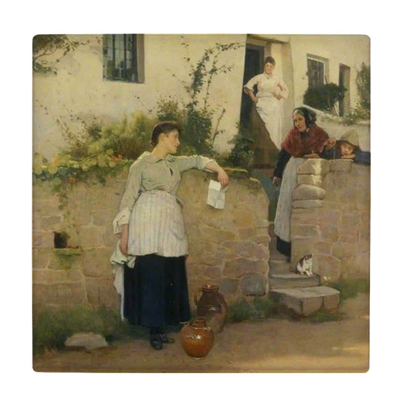 کاشی کارنیلا طرح نقاشی زنان روستایی کد wkk1911