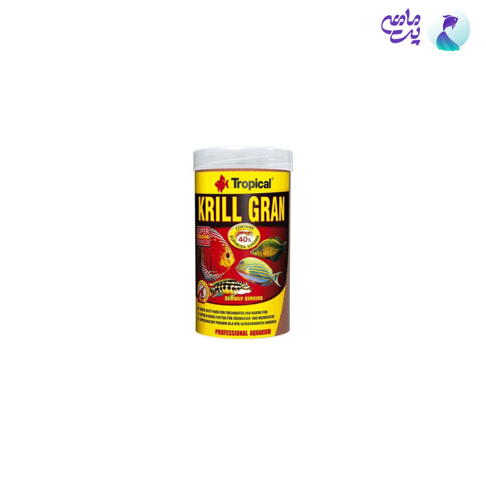غذای گرانول تقویتی ماهیان تروپیکال tropical krill gran وزن 135 گرم