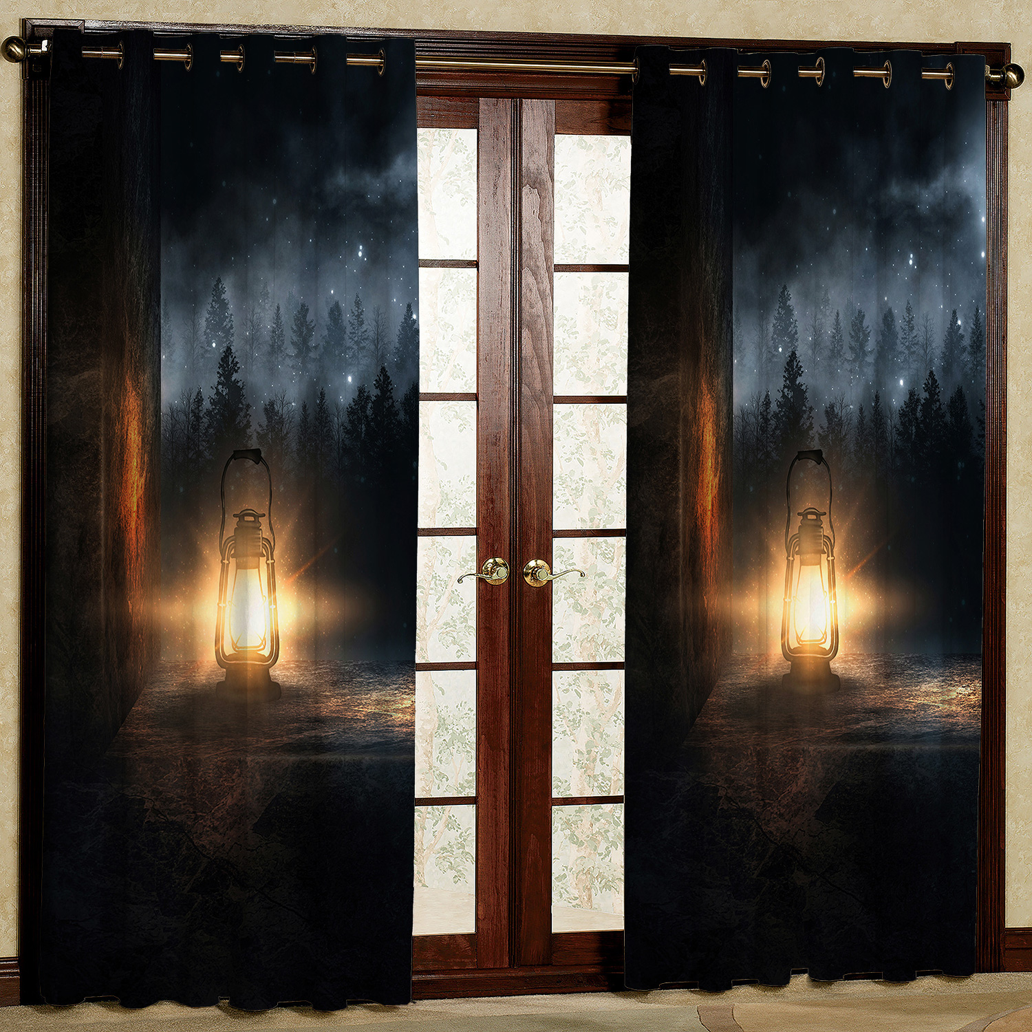 پرده مدل فانوس مخمل پانچی کد 2512 سایز 200x140 سانتی متر