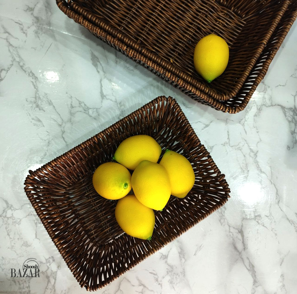 سبد حصیری مستطیل پلاستیکی قهوه ای 3 سایز وارداتی