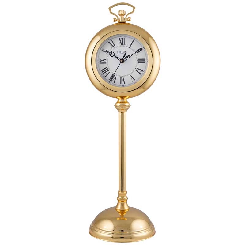 ساعت رومیزی فلزی لوتوس مدل SANTA CLARA کد TC-804 رنگ GOLD