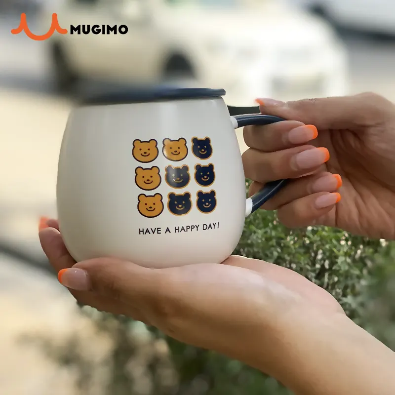 ماگ سرامیکی درب دار مدل خرس