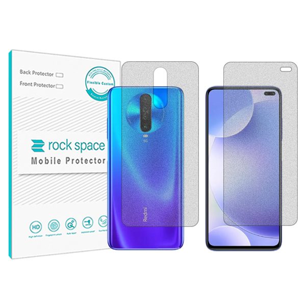 گلس صفحه نمایش و پشت گوشی شیائومی Redmi K30i مدل نانو هیدروژل مات برند راک اسپیس کدSS