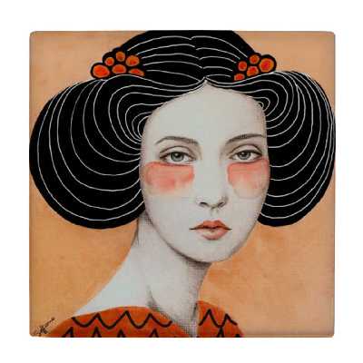 زیر لیوانی طرح نقاشی بانوی شرقی کد    3274419_620