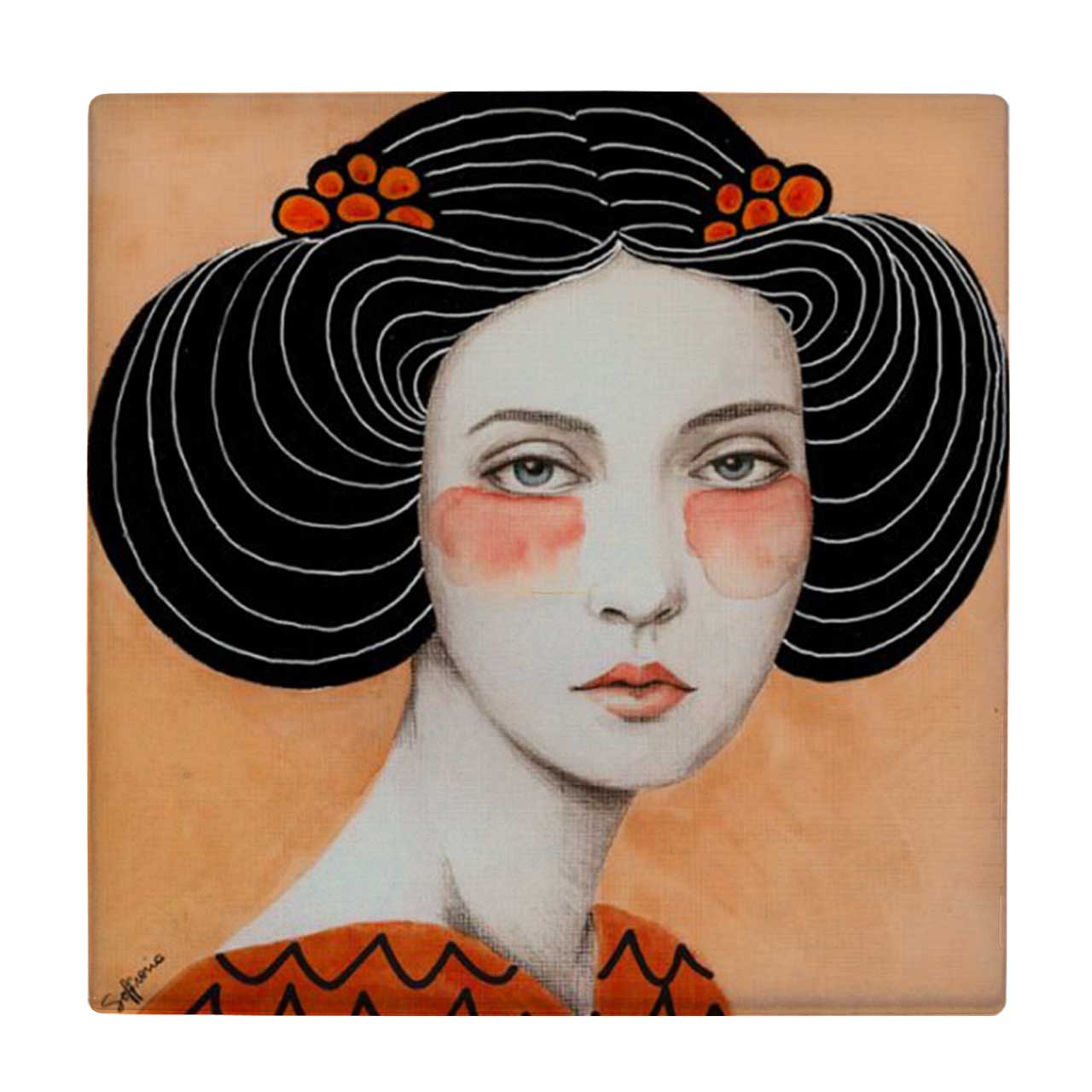 زیر لیوانی طرح نقاشی بانوی شرقی کد    3274419_620