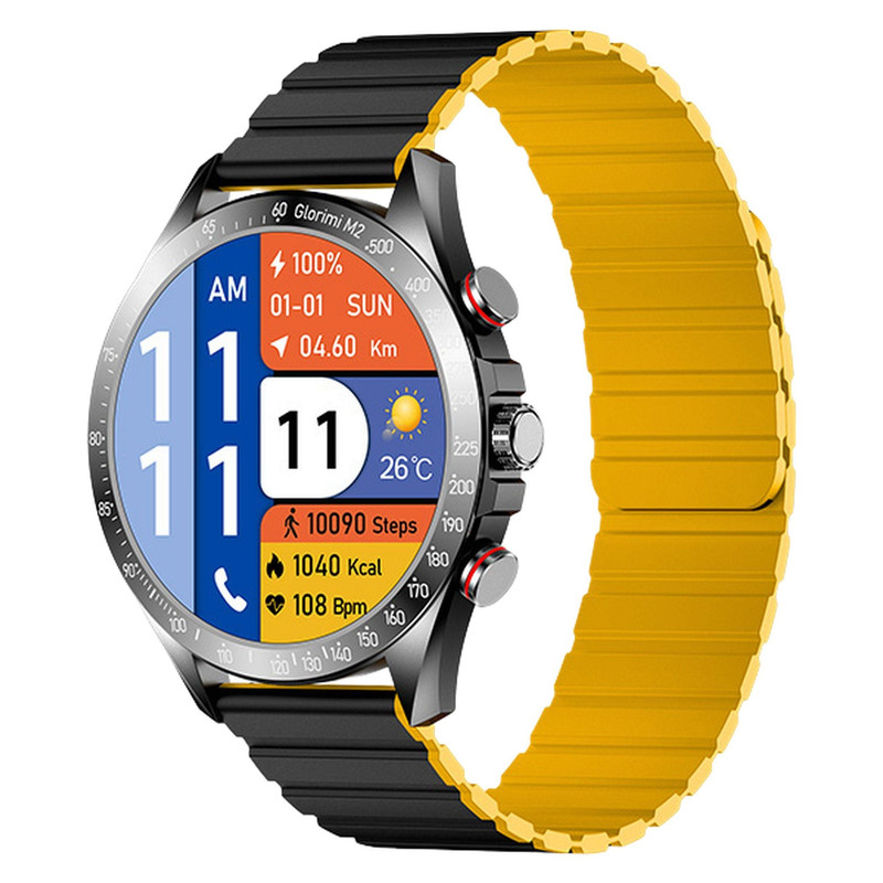 ساعت هوشمند گلوریمی مدل M2 دارای قابلیت های قابلیت مکالمه مستقیم، قابلیت مکالمه از طریق بلوتوث بند سیلیکون | کالا مکس