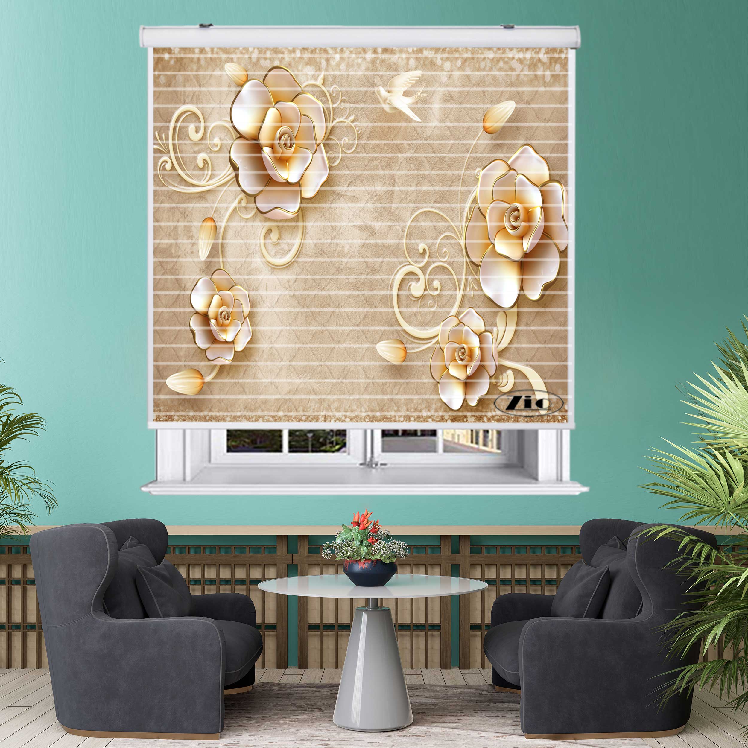 پرده زبرا زیو مدل سیلوئت 3D1236 سایز 150x150 سانتی متر