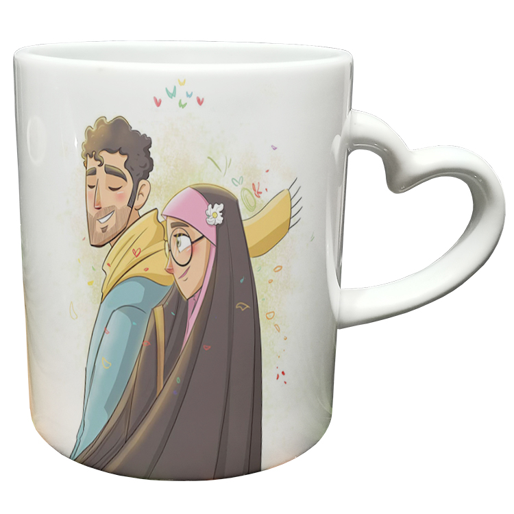 ماگ مدل دسته قلبی طرح عاشقانه کد 310