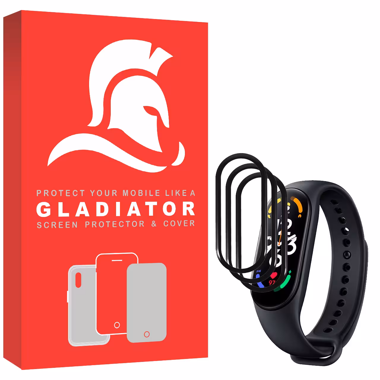 محافظ صفحه نمایش گلادیاتور مدل GWP3000 مناسب برای ساعت هوشمند شیائومی Mi Band 7 بسته سه عددی