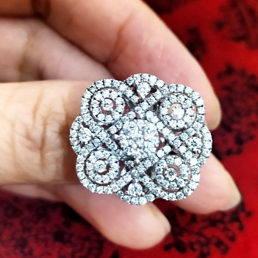 انگشتر نقره رادیوم( آبکاری ثابت طلا سفید) ساخت هنگ کنگ