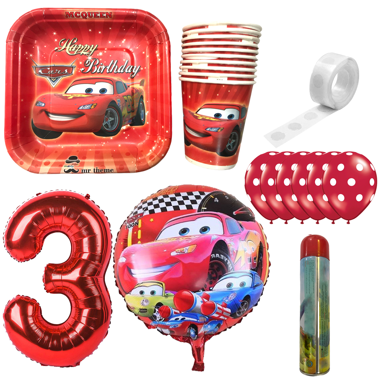 مجموعه 30 عددی تم تولد مسترتم طرح ماشین مک کوئین کد 3