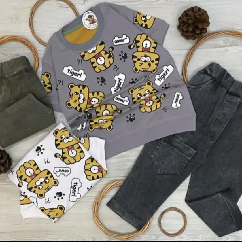 تیشرت شلوارک جین پسرانه طرح ببری