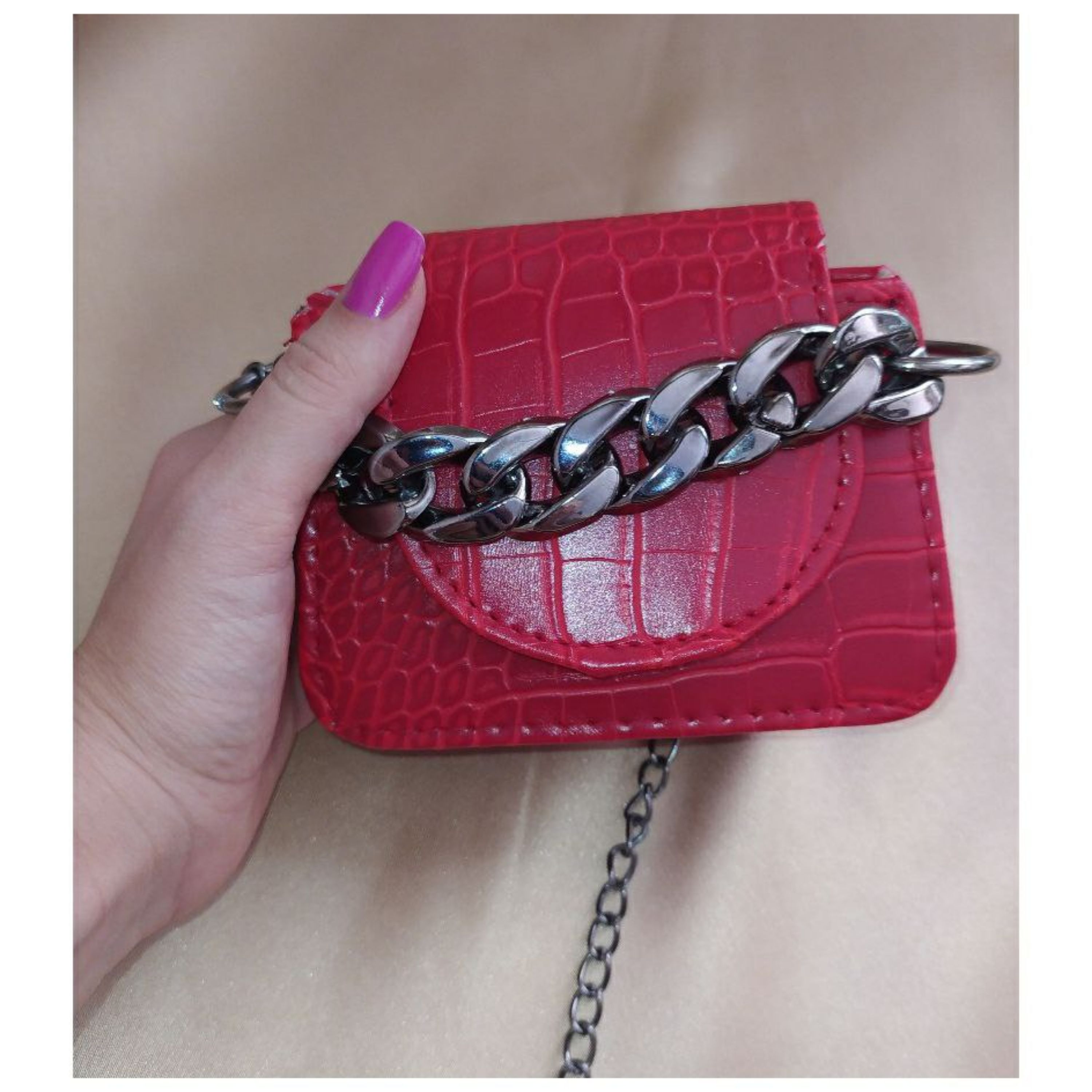 مینی بگ ترند زنجیری قرمز کوچک( کیف کوچک )