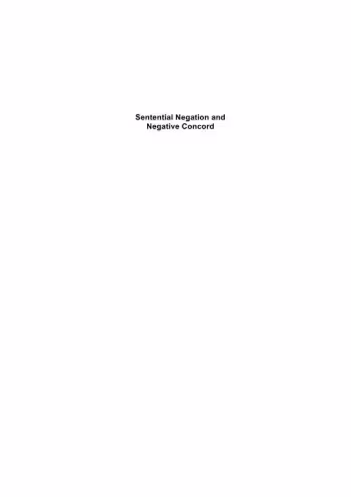 خرید و دانلود نسخه کامل کتاب Sentential Negation and Negative Concord