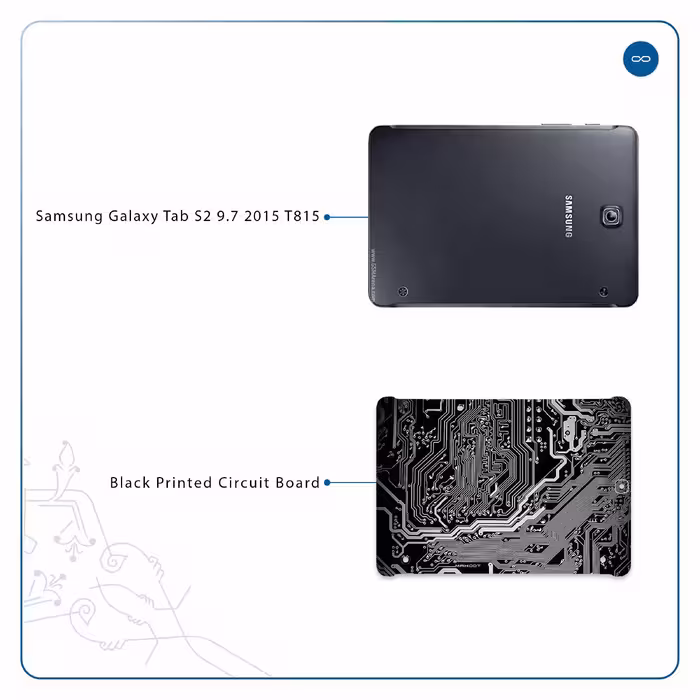 برچسب پوششی ماهوت مدل Black Printed Circuit Board مناسب برای تبلت سامسونگ Galaxy Tab S2 9.7 2015 T815