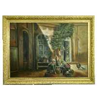 تابلو نقاشی رنگ روغن طرح خانه قدیمی مدل 3013