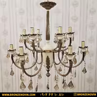 لوستر برنزی مدل تابا خمکاری آنتیک کرم 6 شاخه 12 شعله کد 6124