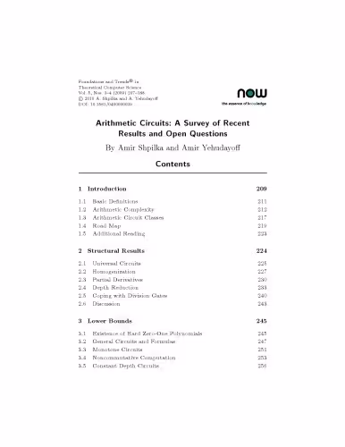 خرید و دانلود نسخه کامل کتاب Arithmetic Circuits (Foundations and Trends in Theoretical Computer Science)