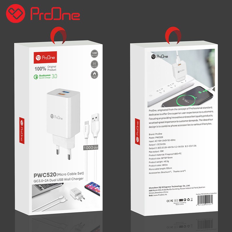 کله شارژ پرووان مدل PWC520 به همراه کابل تبدیل microusb