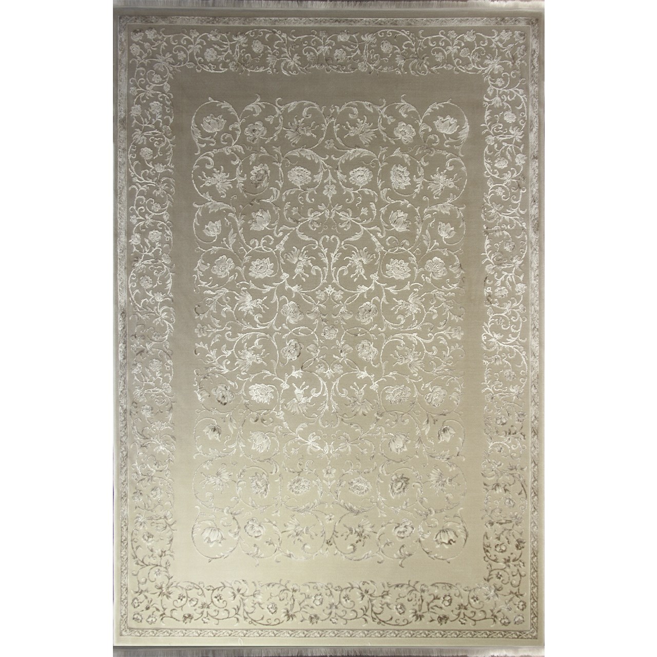 فرش ماشینی زمرد مشهد طرح 1902 زمینه بژ