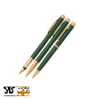 قلم ست خودکار ، خودنویس و روان نویس رنگ مشکی،سبز،طوسی و کروم گیره زرد IPLOMAT مدل ELLESSE