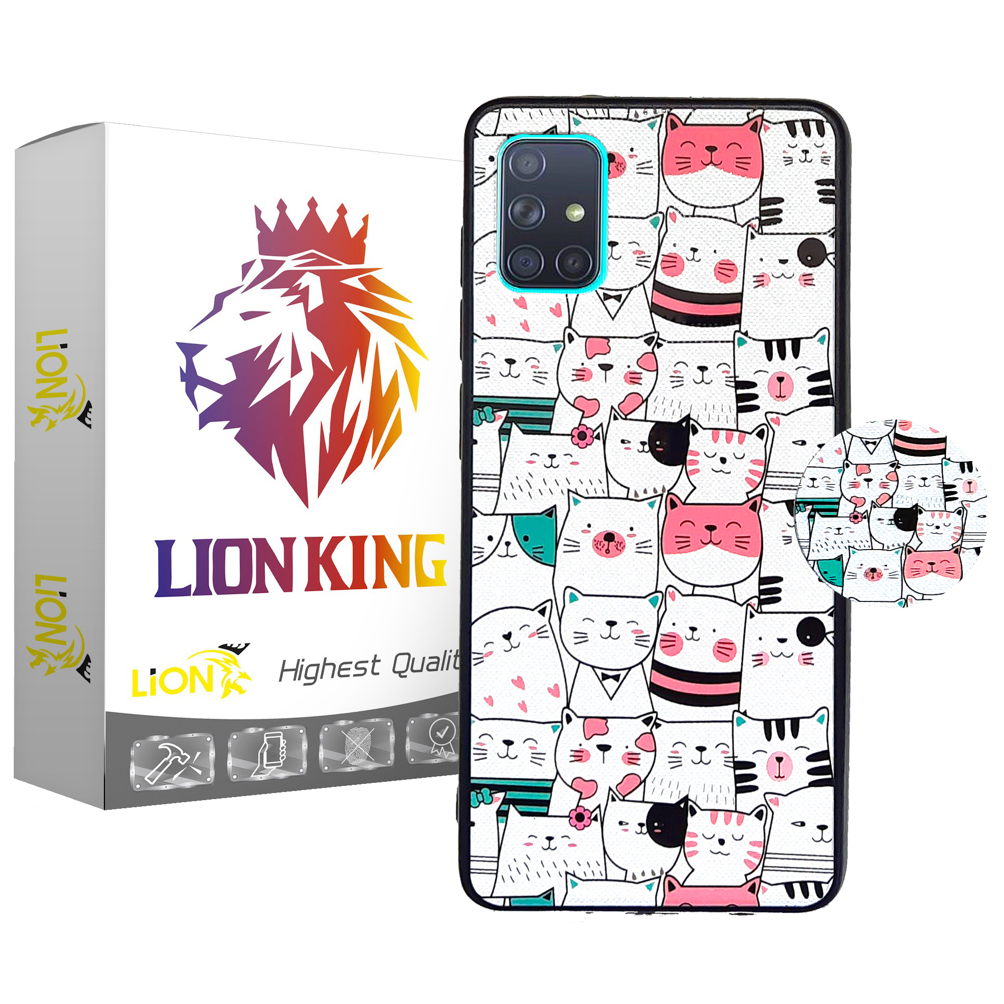 کاور لاین کینگ مدل گربه ها مناسب برای گوشی موبایل سامسونگ Galaxy A71 به همراه پایه نگهدارنده