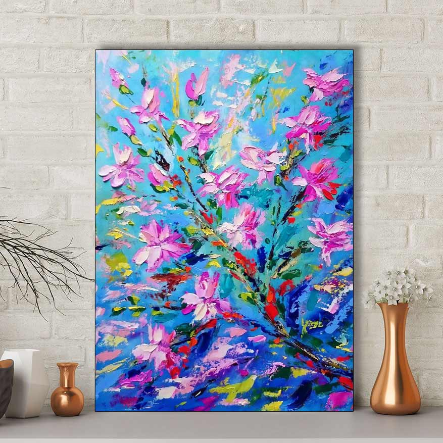 تابلو شاسی گالری استاربوی طرح گل صورتی مدل هنری 591