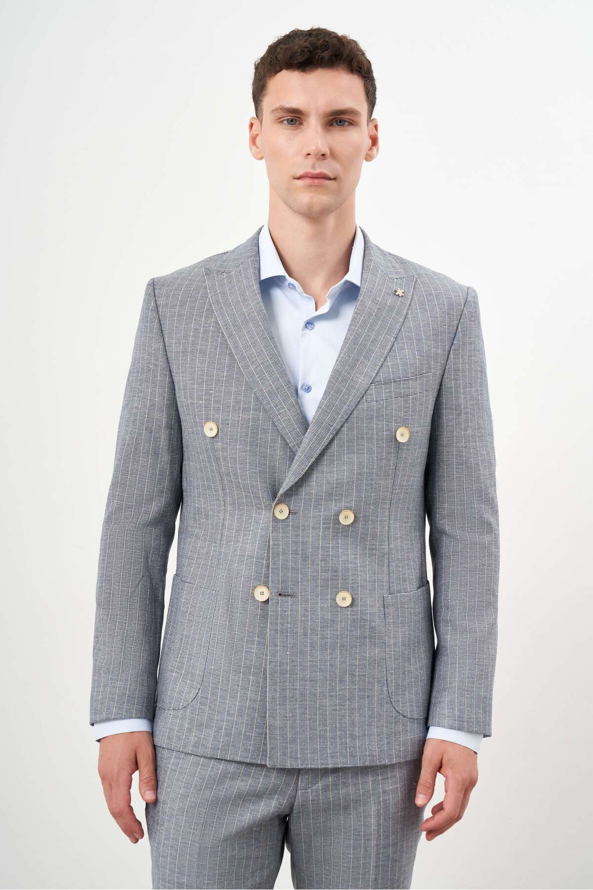 کت وشلوار آبی مردانه NAVY BLUT FIT و شلوار گردنبند Morven