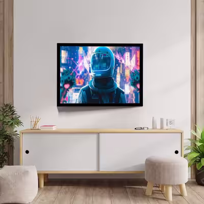 تابلو مدل astronaut alone in neon city کد F-10040