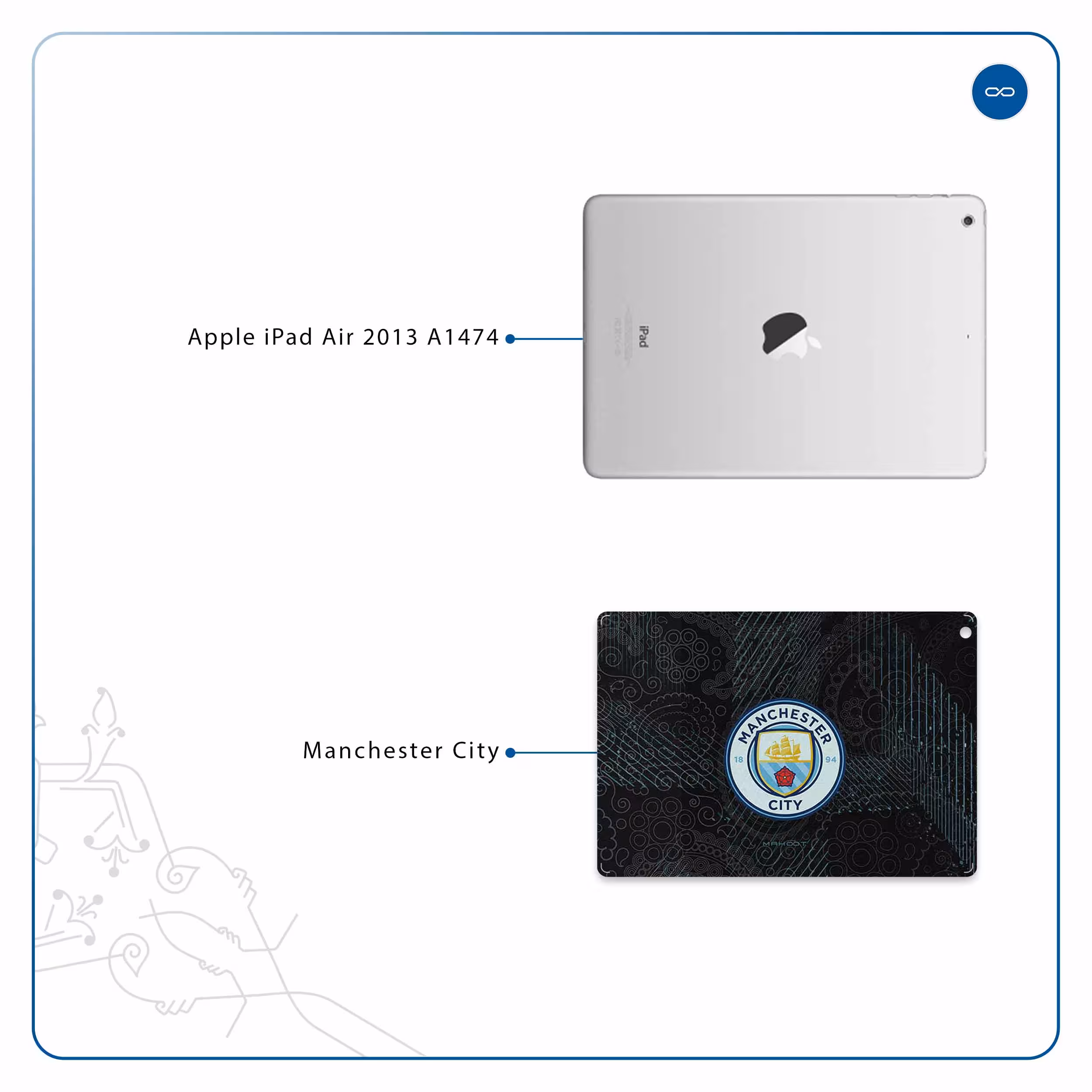 برچسب پوششی ماهوت مدل Manchester-City مناسب برای تبلت اپل iPad Air 2013 A1474