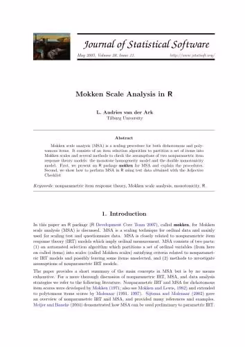 خرید و دانلود نسخه کامل کتاب Mokken Scale Analysis in R   Code