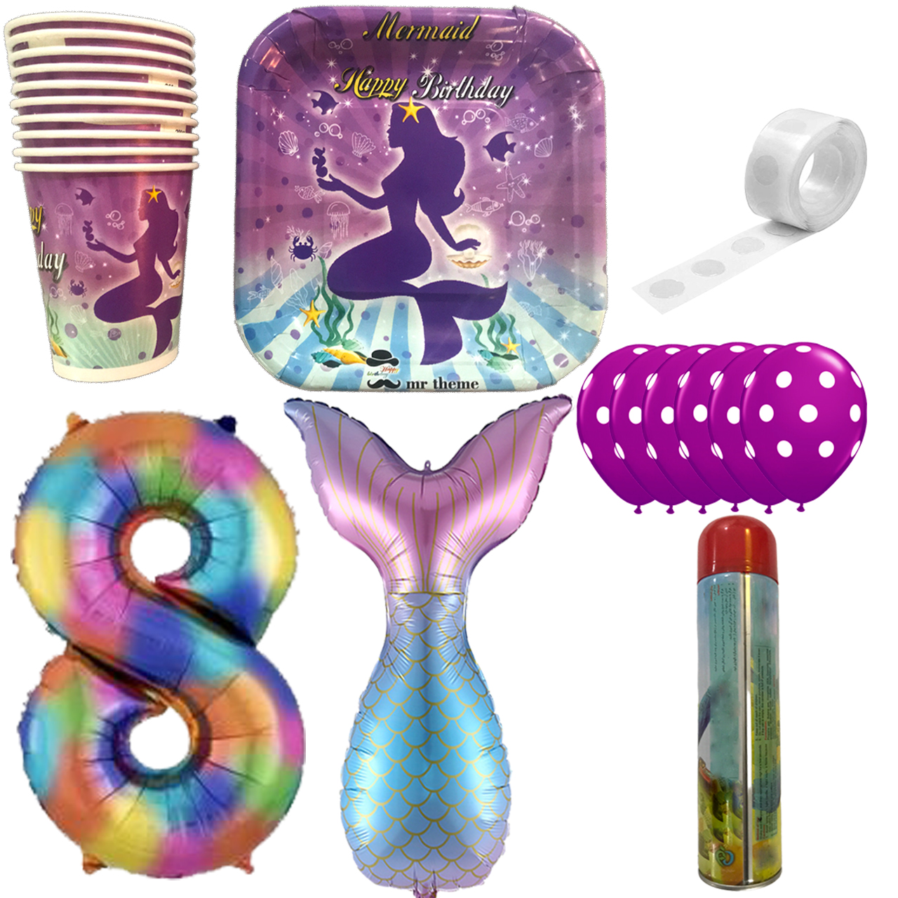 مجموعه 30 عددی تم تولد مسترتم طرح پری دریایی کد 8